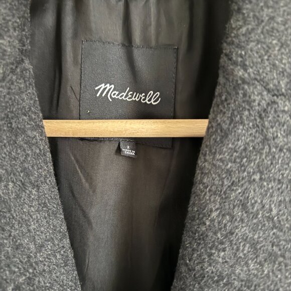 Madewell Charcoal Wool Blend Coat, Size 2 - Picture 5 of 6